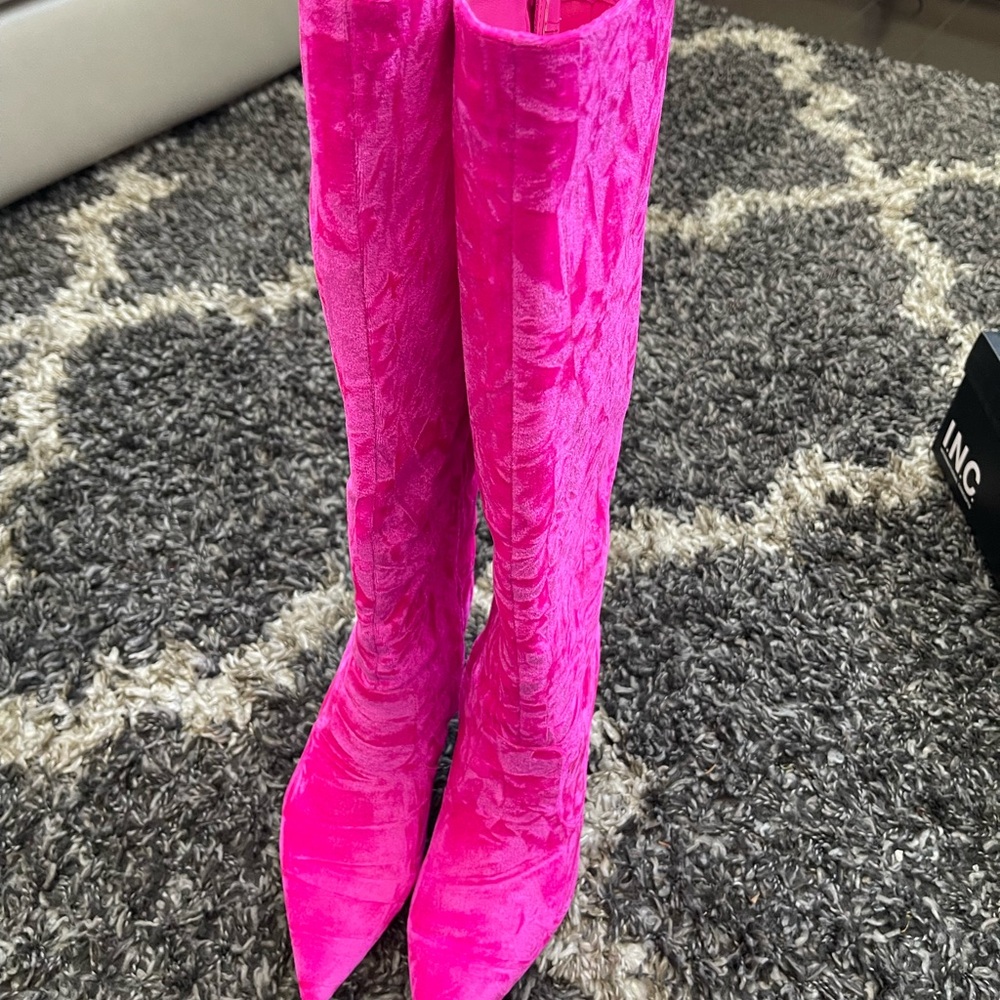 INC Fuschia knee high wide calf boot